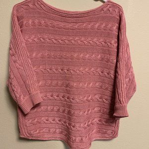 Ralph Lauren Pink Cable Knit Boatneck Sweater